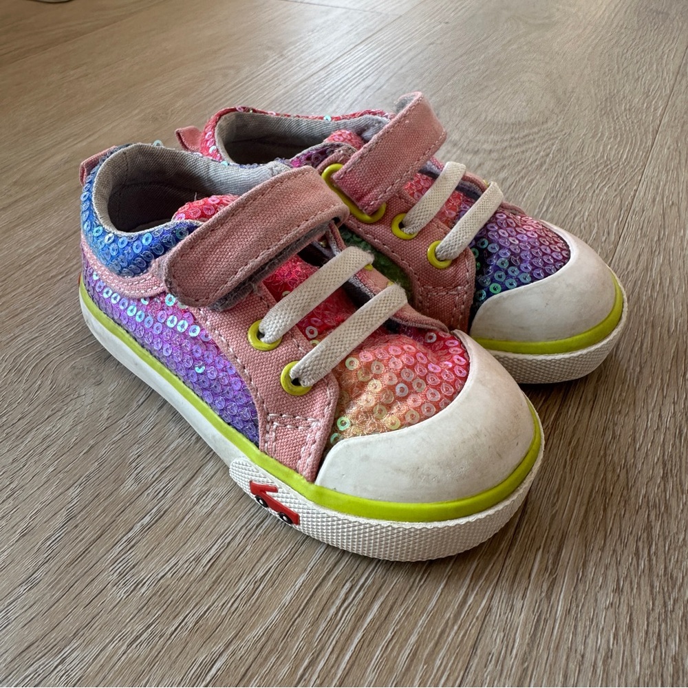 See Kai Run Pink and Purple Velcro Sneakers